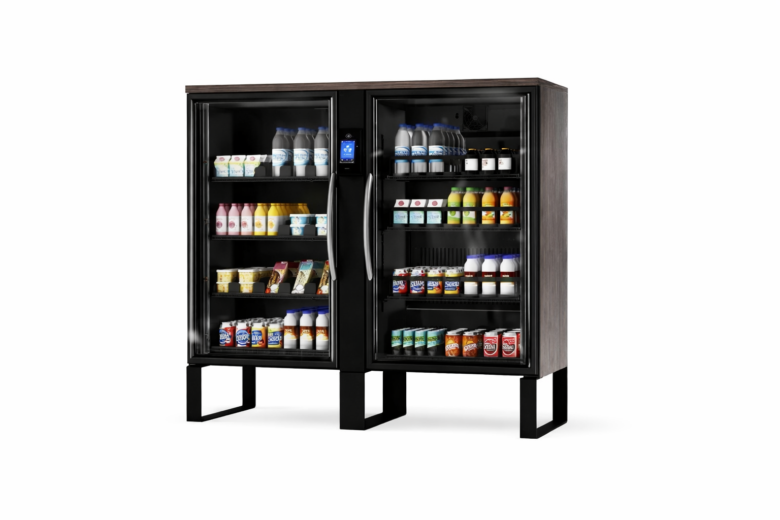 Dual Glass Door Cooler with Wood Finish