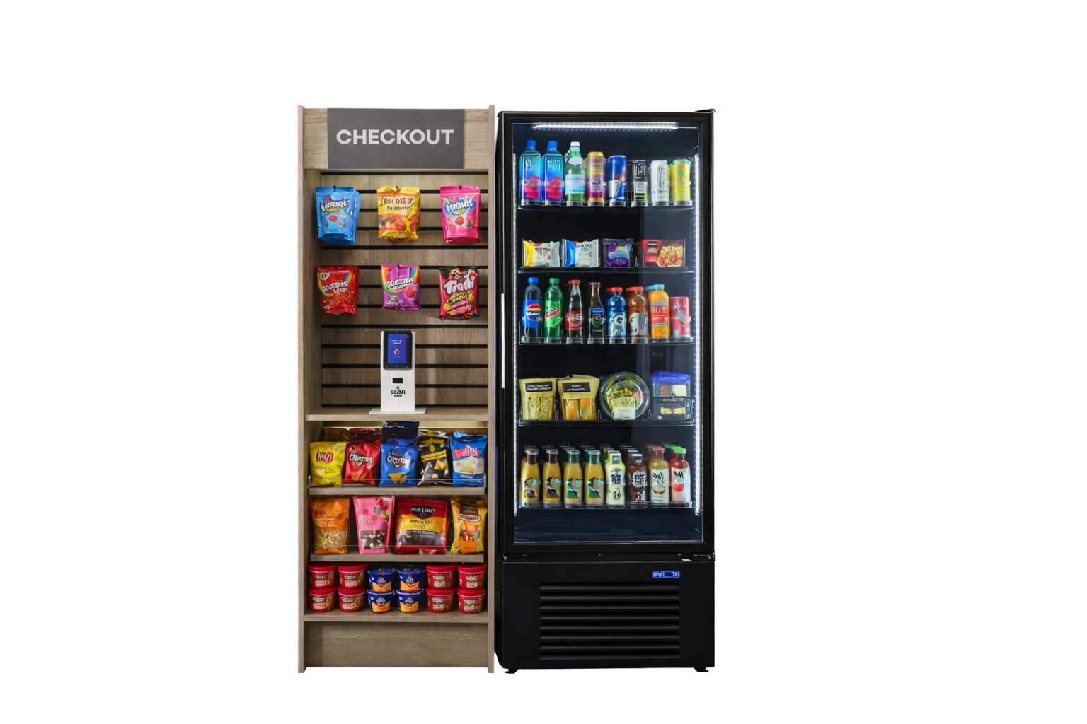 Wood Checkout Combo with Glass Door Cooler